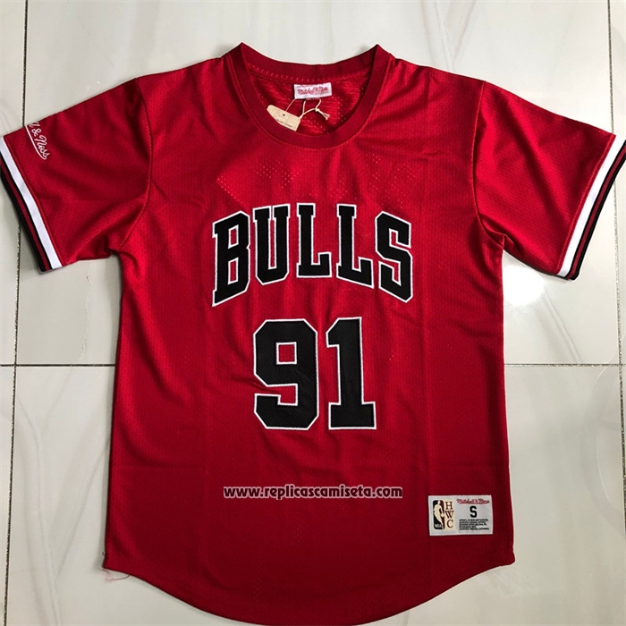 Camiseta Manga Corta Chicago Bulls Dennis Rodman #91 Rojo